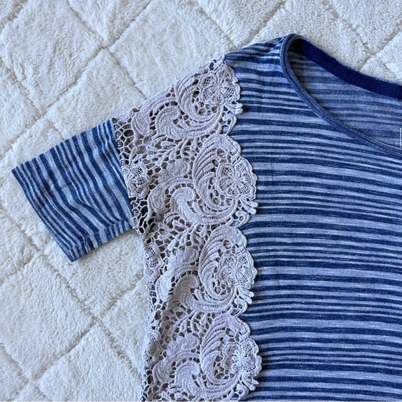 We The Free | Blue and White Battenburg Stripe Top | Size Medium - Picture 4 of 11